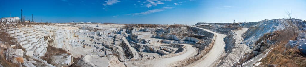 Panorama of a large quarry for marble