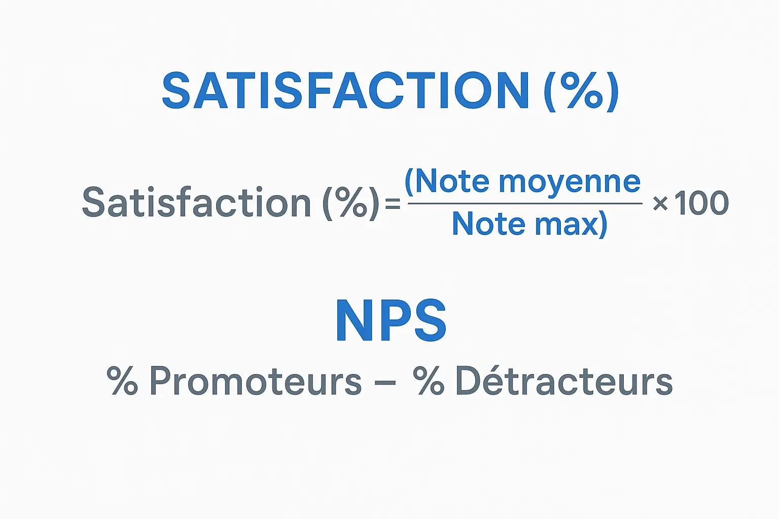 fomule calculer de Satisfaction Service Maintenance