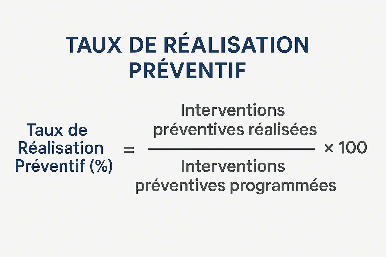 la formule Taux de Réalisation Préventif